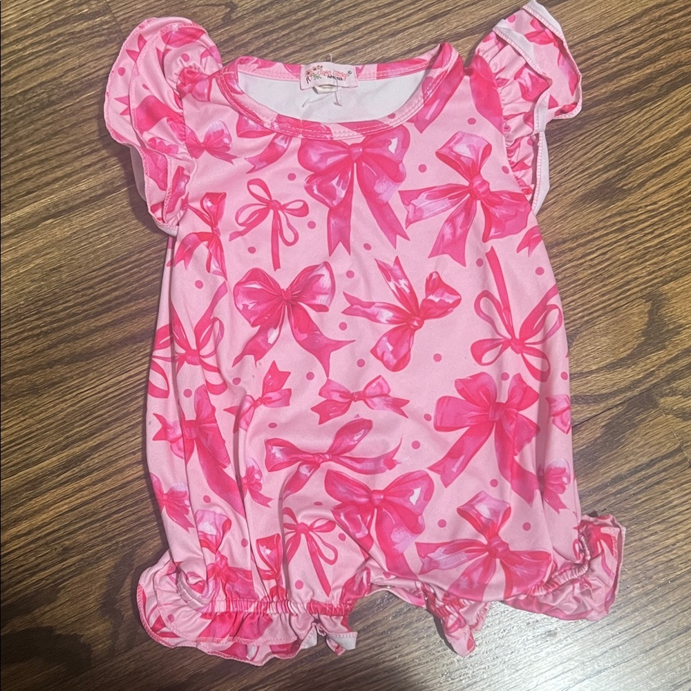 Pink Bow Print Kids Bodysuit
